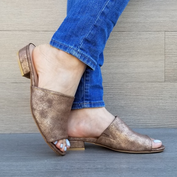 Flat Slip On Loafer Metallic Copper Sandal-C - Picture 6 of 8